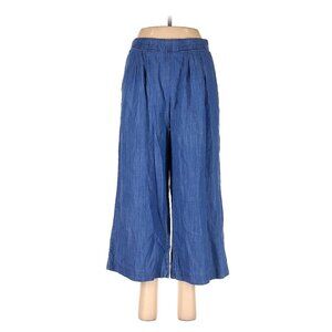 J. Crew Chambray Crop Pants Women’s Size 6P Pull On Wide Leg Lightweight Pockets